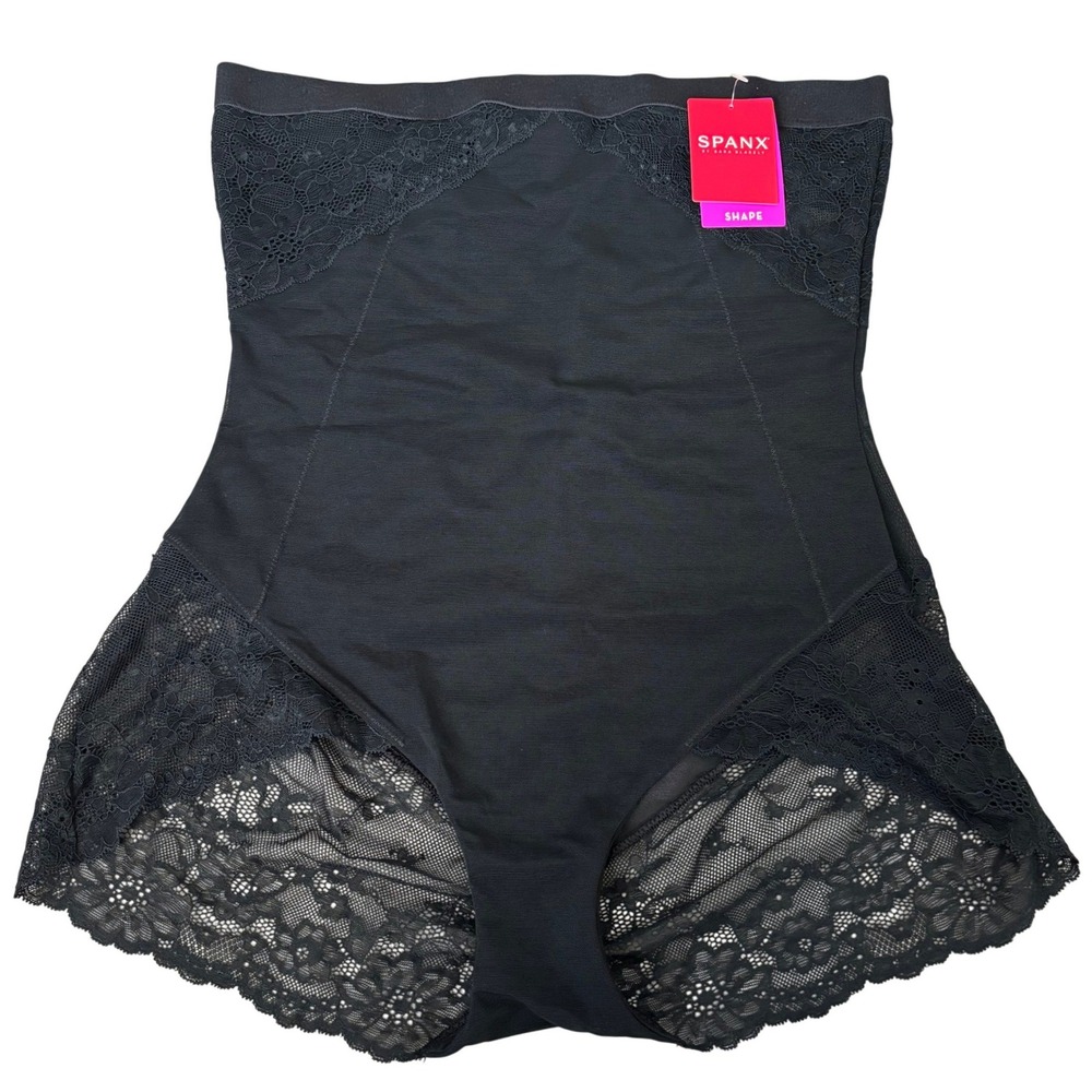 NWT Spanx Spotlight on Lace High Waisted Brief Shapewear Sz 1X Black Plus Size